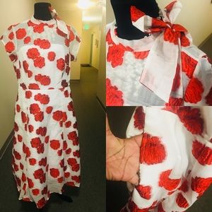 Eshakti- Red and White Floral Dress
